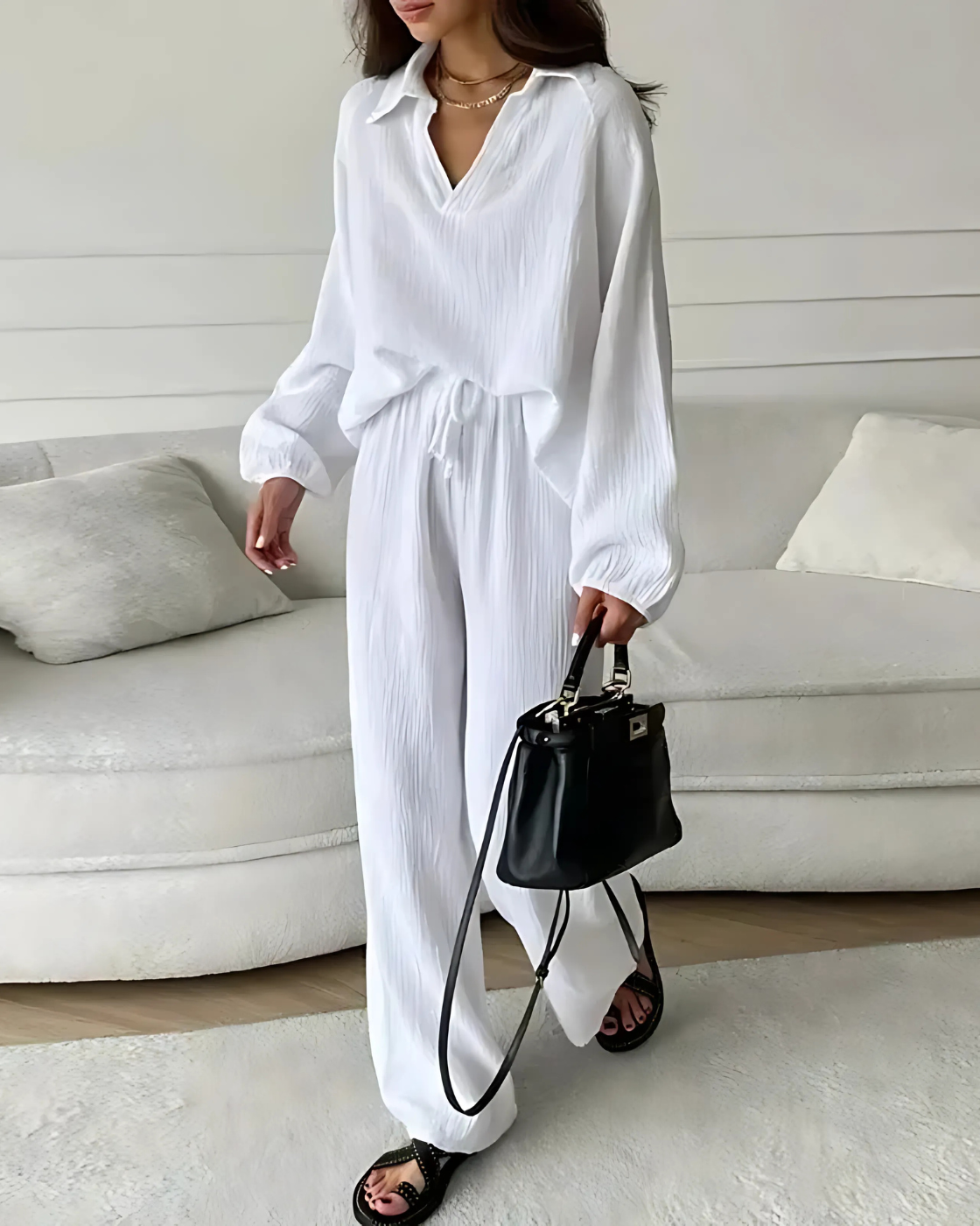 Conjunto Madri | 2 Peças - Linho Premium- Elegância e Sofisticação Perfeito Pra Você! + Frete Grátis