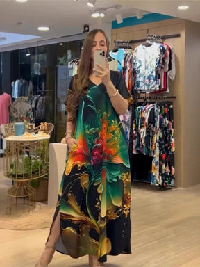 Vestido Estampado Yasmin- Rico em detalhes que vão te encantar+ Frete Grátis