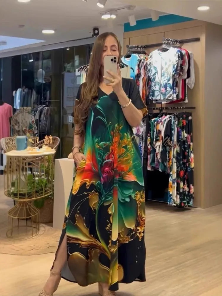 Vestido Estampado Yasmin- Rico em detalhes que vão te encantar+ Frete Grátis
