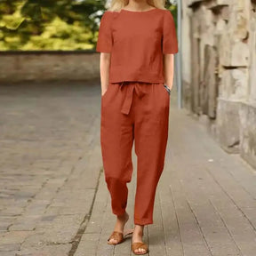 Conjunto Feminino Marina em Linho de Algodão / Leveza e Sofisticação para Qualquer Momento! +Frete Grátis