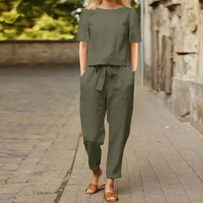 Conjunto Feminino Marina em Linho de Algodão / Leveza e Sofisticação para Qualquer Momento! +Frete Grátis