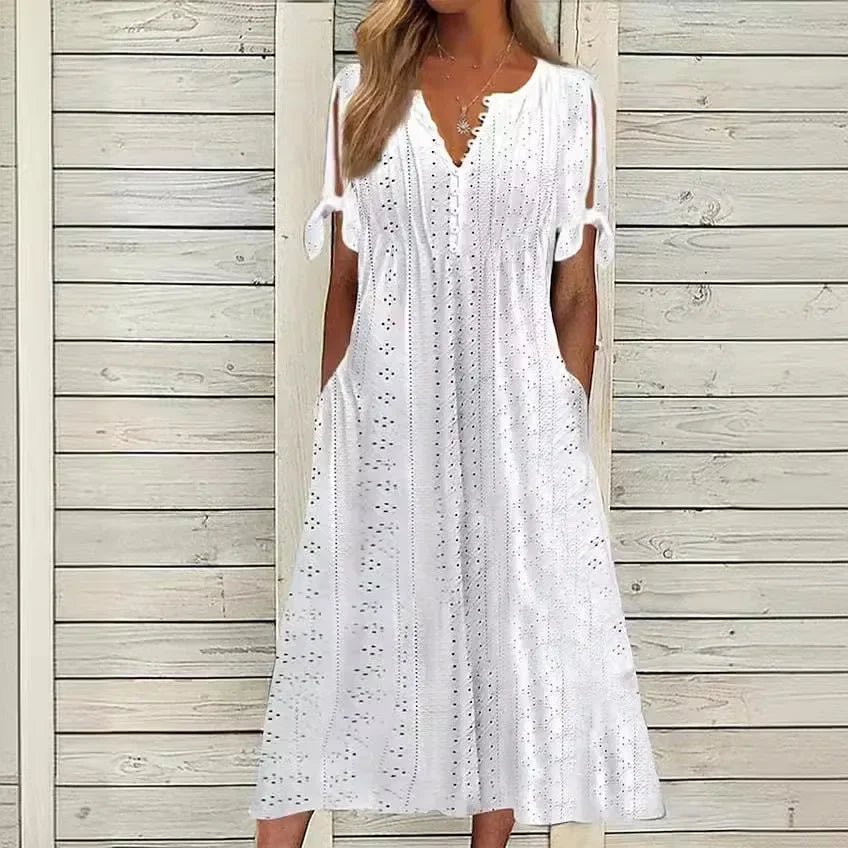 Vestido de Renda Luísa - Perfeito para dias quentes, encontros especiais ou passeios ao ar livre. (Verão 2026) + Frete Grátis
