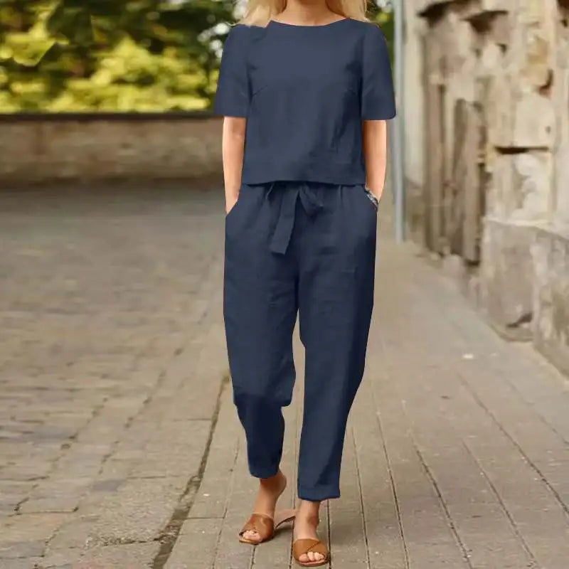 Conjunto Feminino Marina em Linho de Algodão / Leveza e Sofisticação para Qualquer Momento! +Frete Grátis
