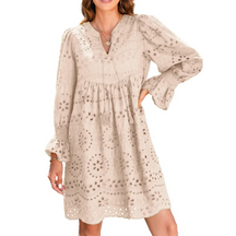 Vestido Bella - Manga Longa Gola V - Charmoso e Fresquinho