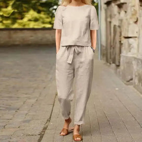 Conjunto Feminino Marina em Linho de Algodão / Leveza e Sofisticação para Qualquer Momento! +Frete Grátis