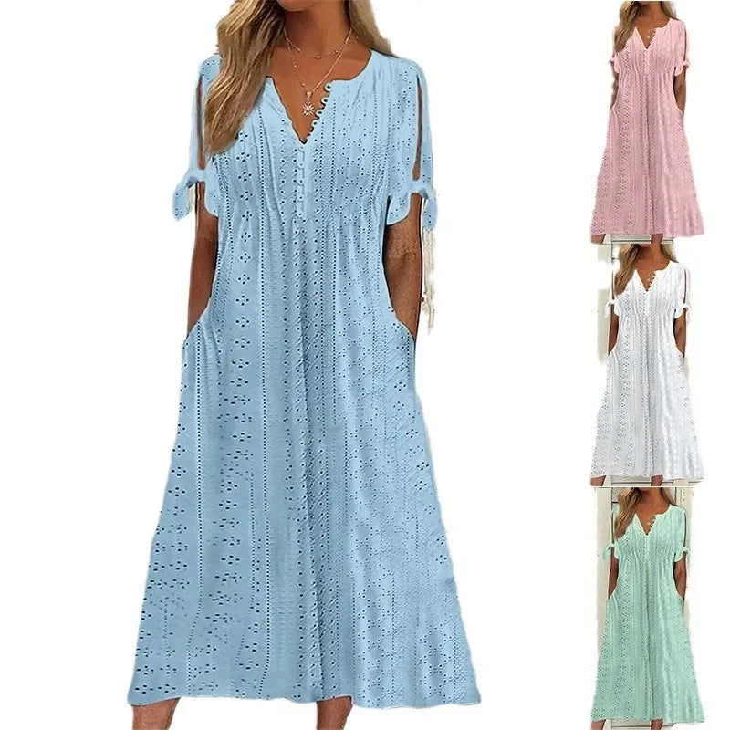 Vestido de Renda Luísa - Perfeito para dias quentes, encontros especiais ou passeios ao ar livre. (Verão 2026) + Frete Grátis