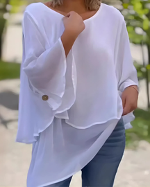 Camisa Elegante  | Vintage - Linho Puro (Leve e Charmosa e Soltinha)+ Frete Grátis + Frete Grátis