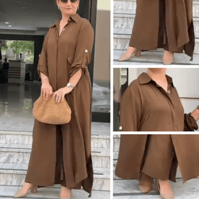 Conjunto Elegante em Viscose com Vestido e Calça / Minimalismo Sofisticado que Você Mulher Moderna Merece!